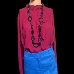 New York & Company Magenta Blouse